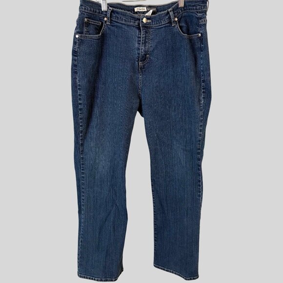 St John's Bay Size 18 Womens Distressed Hem Y2K Spandex Straight Boot Cut Denim - Picture 1 of 10
